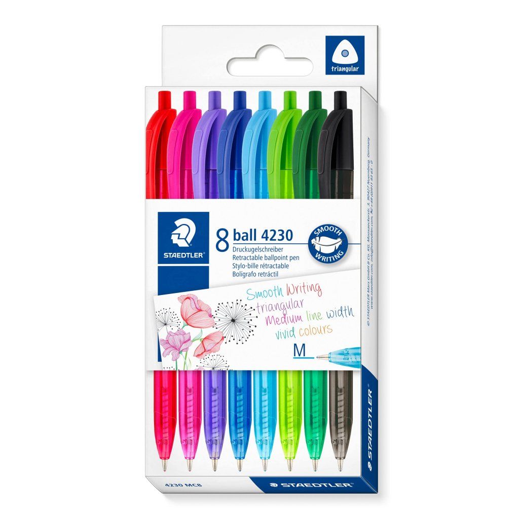 Staedtler 4230 – Set da 8 penne a sfera a scatto assortite Staedtler 4230 – Set da 8 penne a sfera a scatto assortite