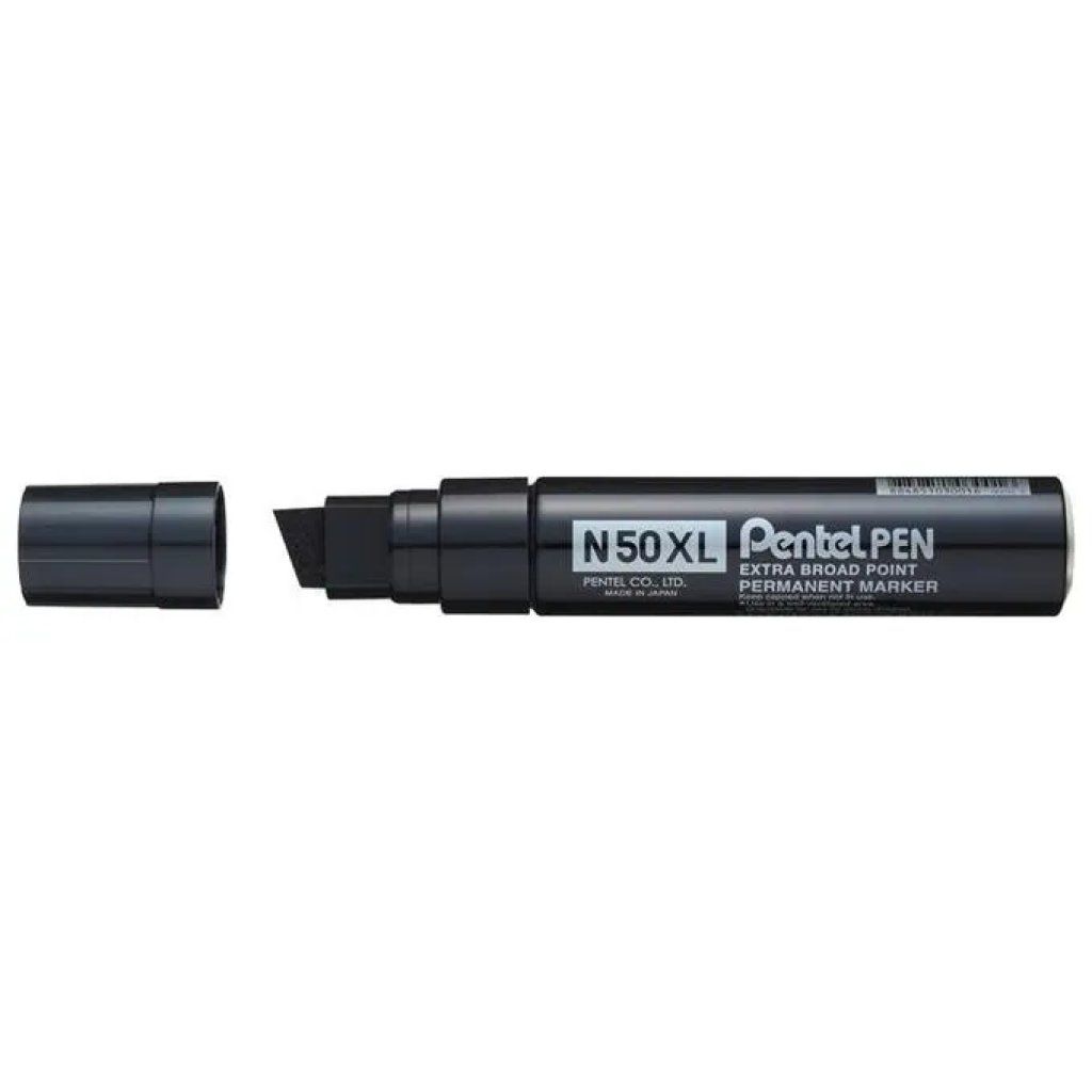 Pentel N50XL-A Marcatore Permanente Nero a Scalpello, 8–17 mm, Confezione da 6