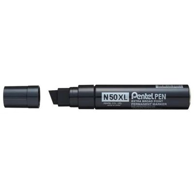 Pentel N50XL-A Marcatore Permanente Nero a Scalpello, 8–17 mm, Confezione da 6 Pentel N50XL-A Marcatore Permanente Nero a Scalpello, 8–17 mm, Confezione da 6
