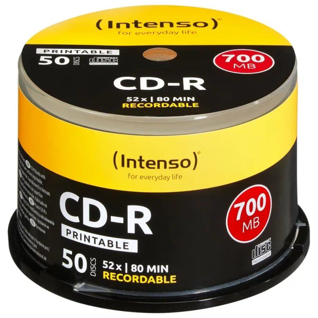 Intenso CD-R 700 MB 52x Stampabili, Cake Box da 50