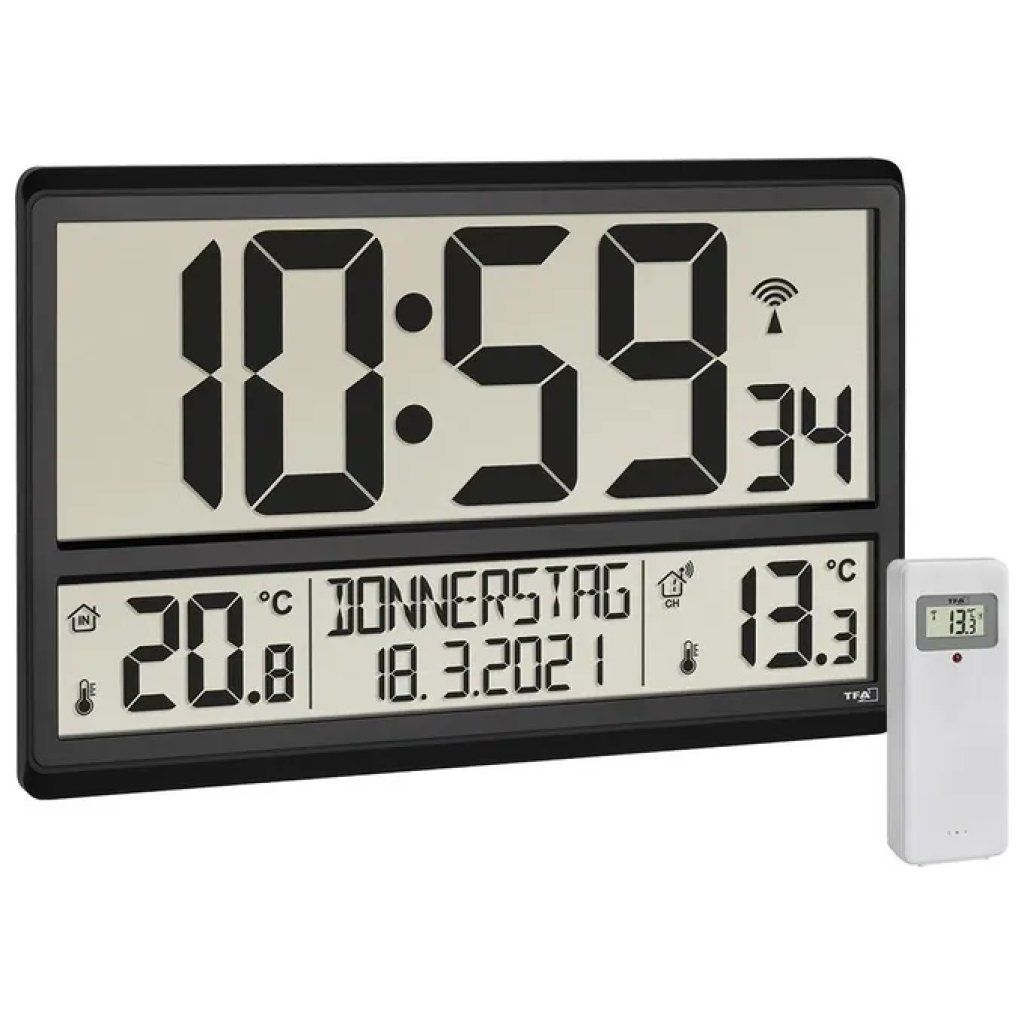 TFA-DOSTMANN TFA Dostmann 60.4521.01 Orologio da Parete Radiocontrollato Nero TFA-DOSTMANN TFA Dostmann 60.4521.01 Orologio da Parete Radiocontrollato Nero