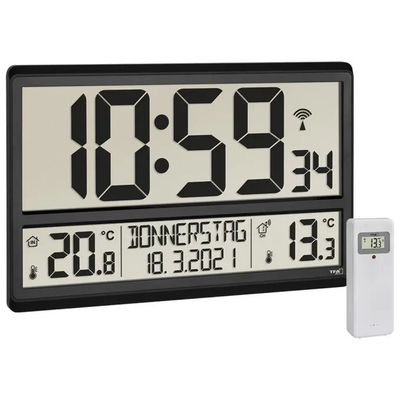 TFA-DOSTMANN TFA Dostmann 60.4521.01 Orologio da Parete Radiocontrollato Nero