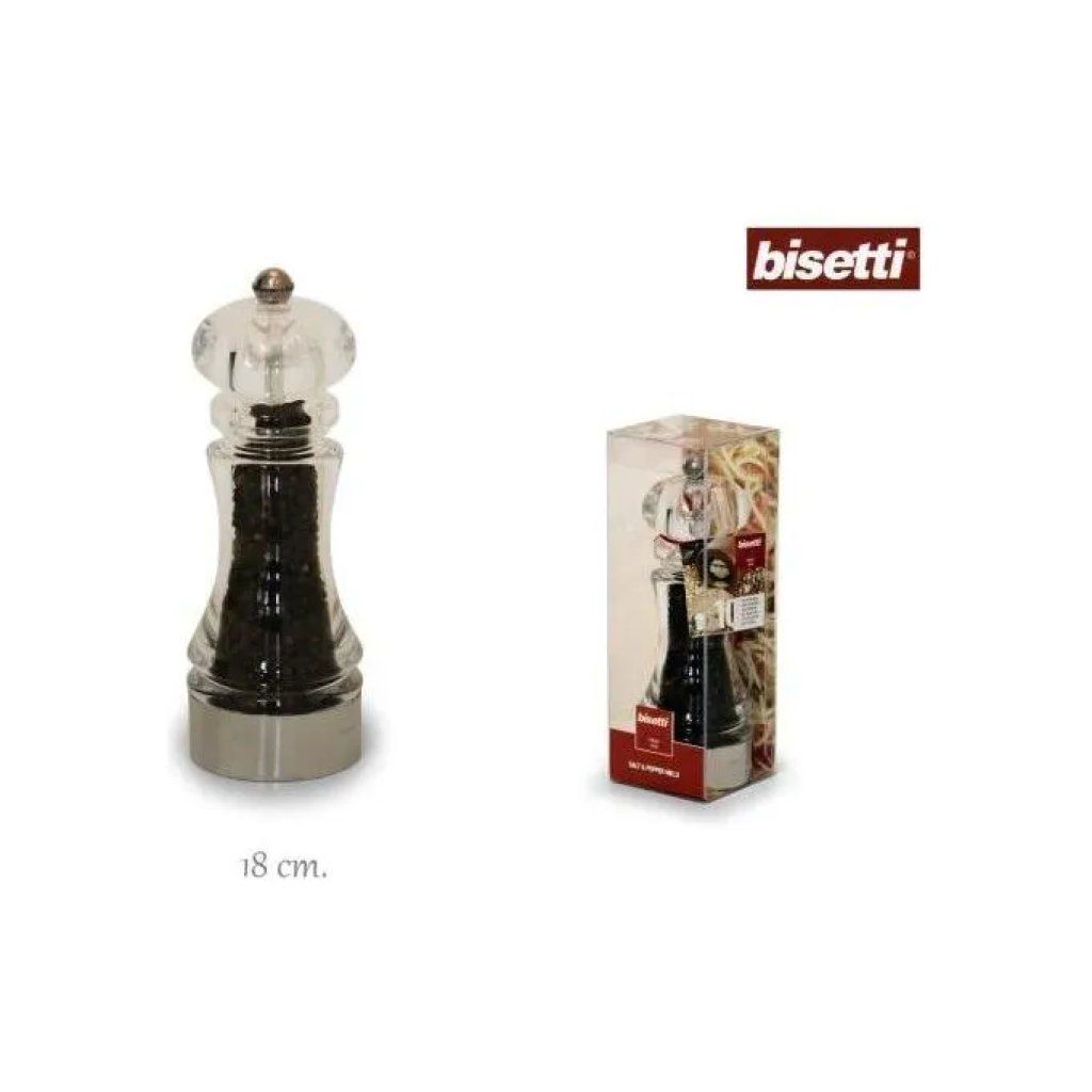 Bisetti macinapepe manuale in acrilico e acciaio inox, 18 cm Bisetti macinapepe manuale in acrilico e acciaio inox, 18 cm