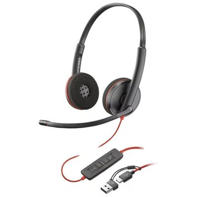 HP Poly Blackwire 3220 – Cuffie stereo USB-C con adattatore USB-A