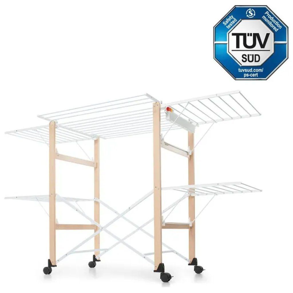 Foppapedretti Gulliver Evo stendibiancheria pieghevole 27 m con ruote, colore naturale