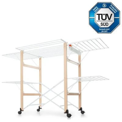 Foppapedretti Gulliver Evo stendibiancheria pieghevole 27 m con ruote, colore naturale