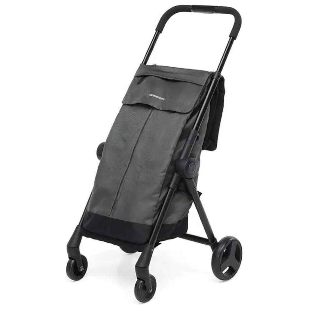 Foppapedretti Go Fast Carrello Spesa Pieghevole in Alluminio Grigio con Borsa Termica