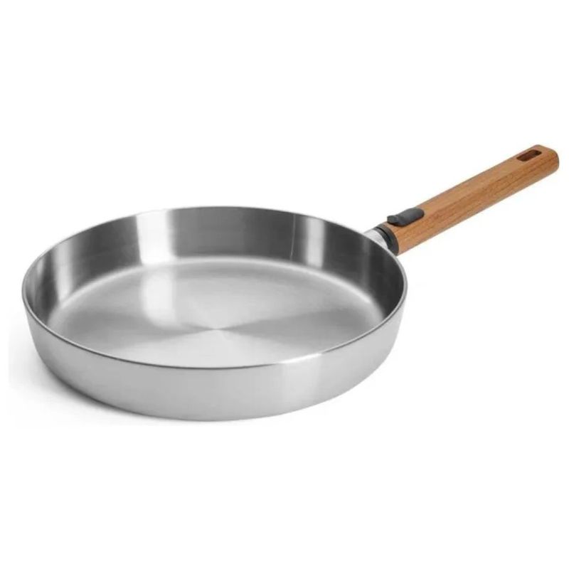 WOLL Logic Steel Padella piatta in acciaio inox, 28 cm