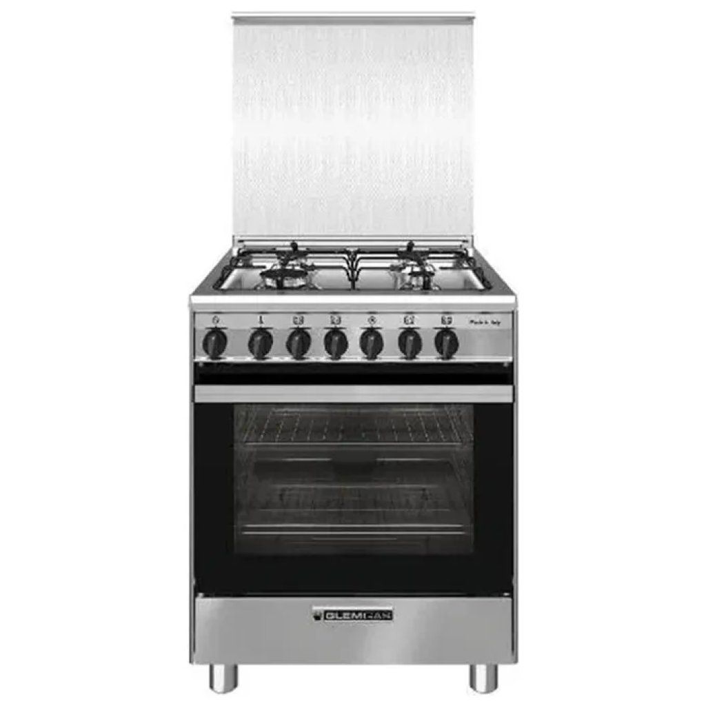 Glem Gas SA66IX cucina a gas 60×60 cm, inox, 4 fuochi e forno elettrico ventilato