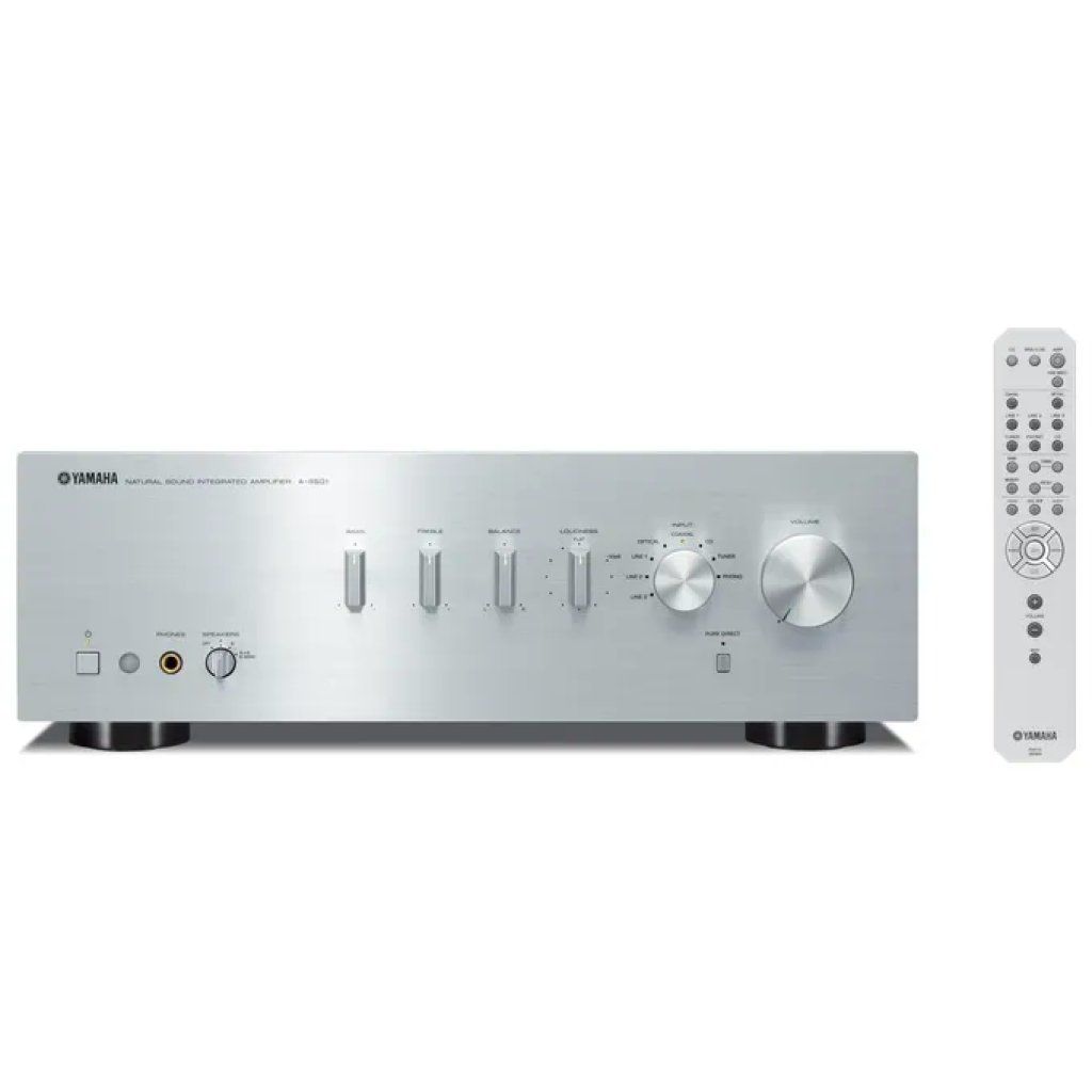 Yamaha A-S501 Amplificatore Integrato Stereo 85 W x 2, ToP-ART, Ingressi Digitali, Pure Direct, Argento