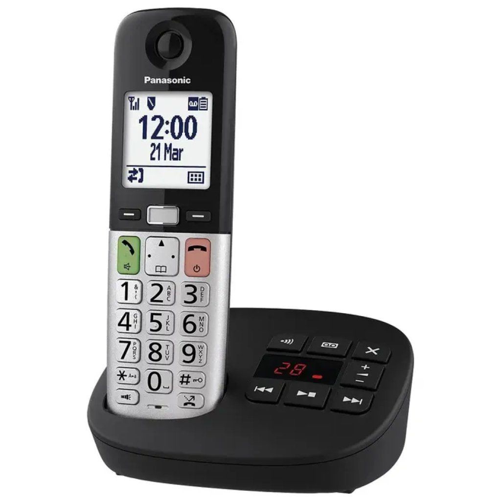 Panasonic KX-TGU430EXB Telefono Cordless DECT con Segreteria e Tasti Grandi, Nero