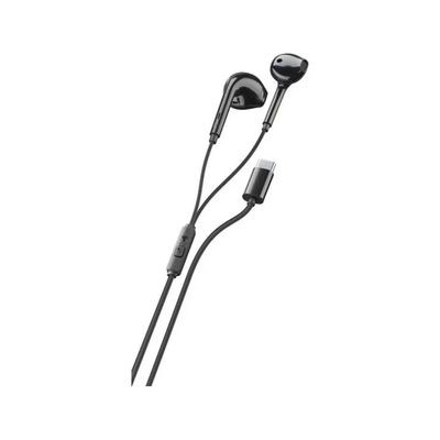 Cellularline Auricolari Stereo con Filo USB-C, Vivavoce, Nero
