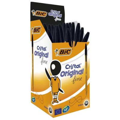 BIC Cristal Original Fine Penne Nere – Confezione da 50