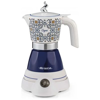 Ariete Aroma Capri Moka Elettrica 2-4 Tazze, 400 W, Bianco e Azzurro
