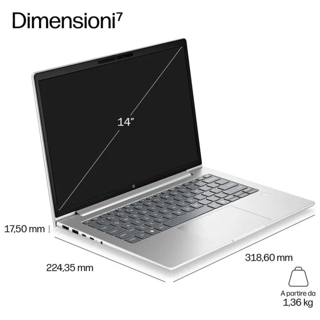 HP Notebook HP ProBook 4 G2i, Intel Core 5, 16 GB RAM, SSD 512 GB, 14" WUXGA, Wi-Fi 7, Windows 11 Pro