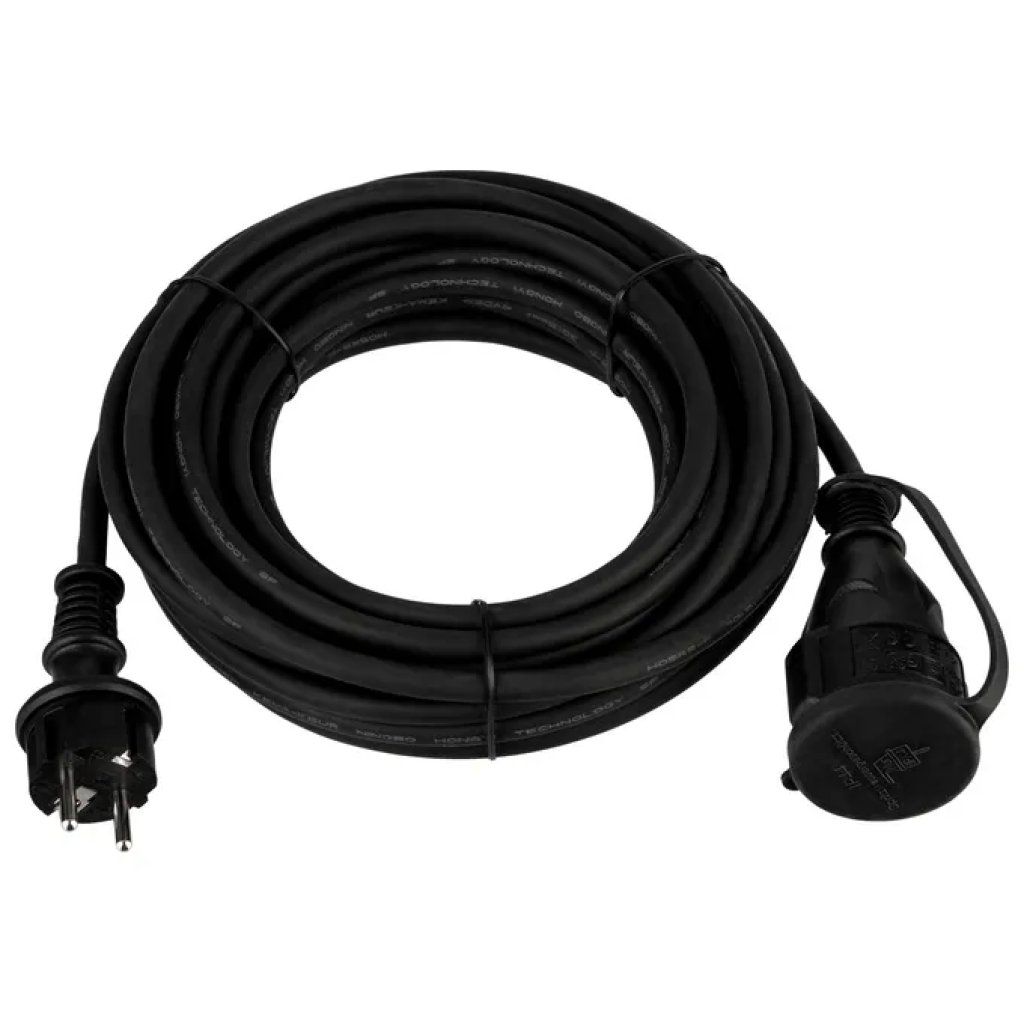 REV 0065109 Prolunga in Gomma IP44 da 10 m, 1 Presa Schuko 16 A, Nera