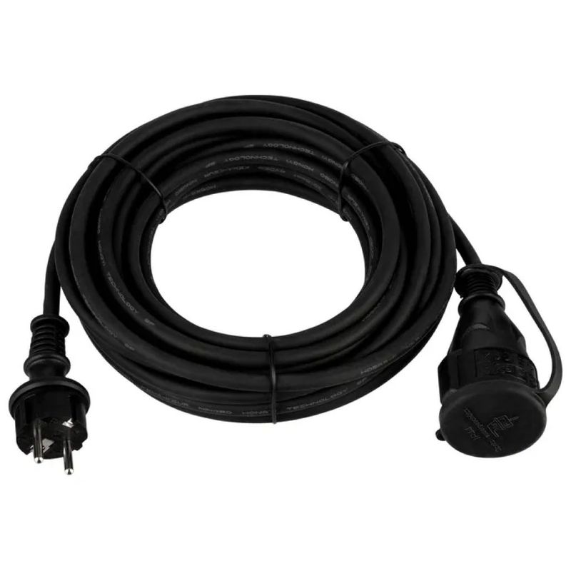 REV 0065109 Prolunga in Gomma IP44 da 10 m, 1 Presa Schuko 16 A, Nera