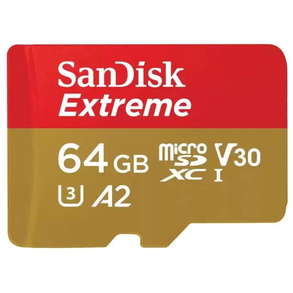 SanDisk Extreme microSDXC 64 GB UHS-I V30 A2 con adattatore SD
