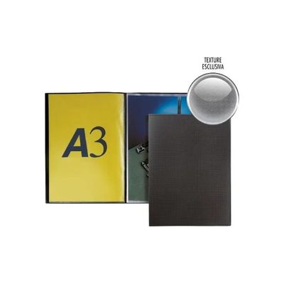 Favorit Portalistino A3 Verticale con 20 Buste Nero
