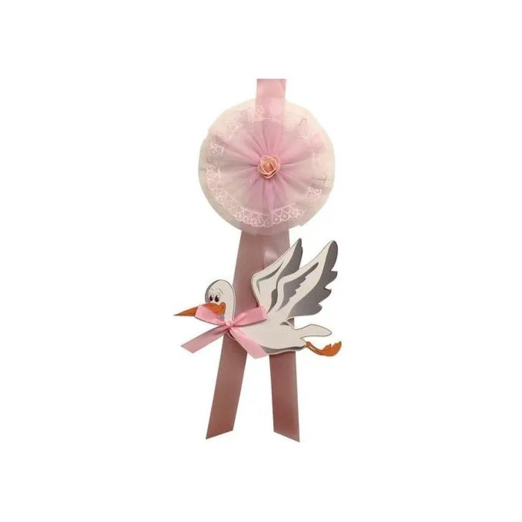 BABY IDEA Fiocco Nascita Rosa con Cicogna Baby Idea BABY IDEA Fiocco Nascita Rosa con Cicogna Baby Idea