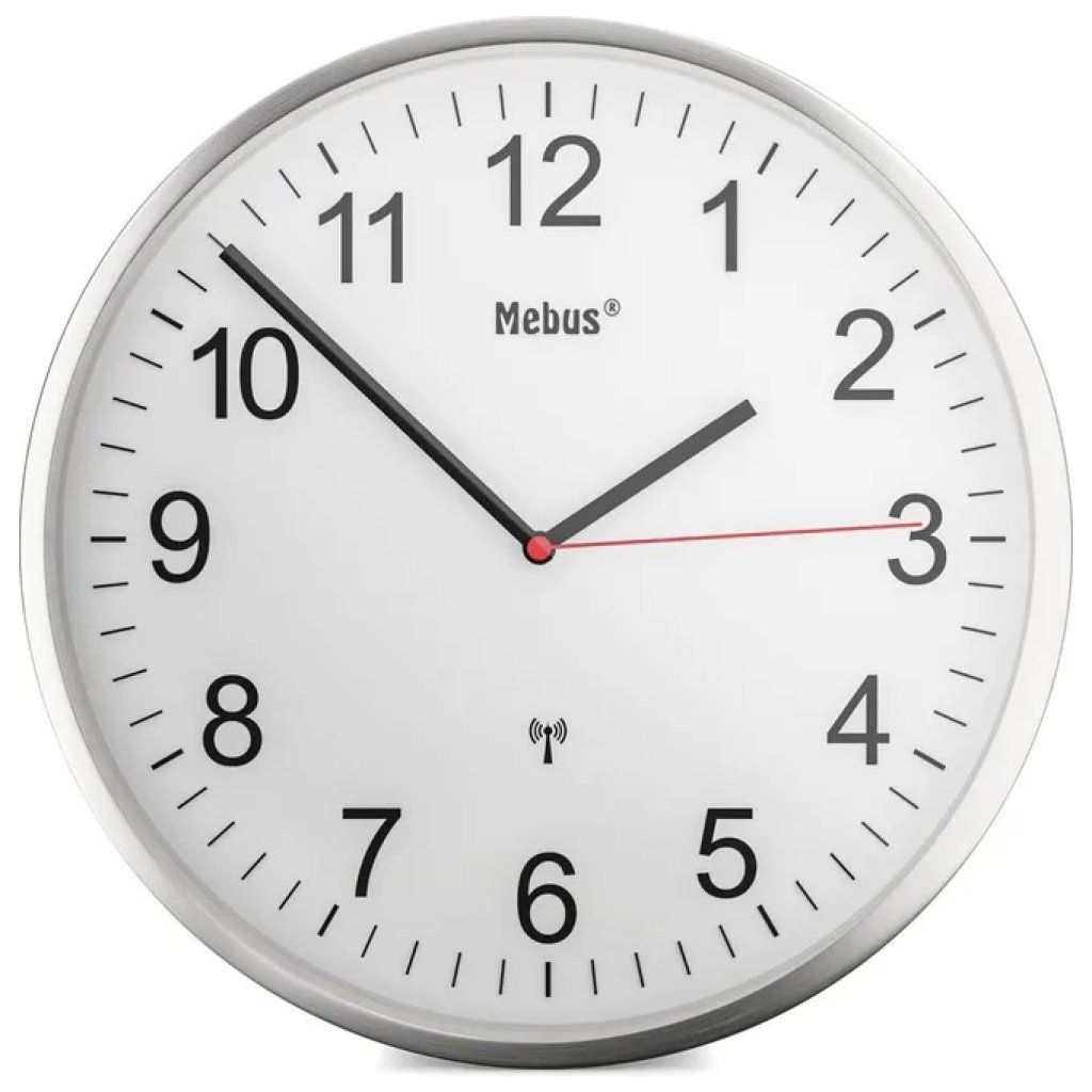 Mebus 19411 Orologio da Parete Radiocontrollato, 30 cm, Argento