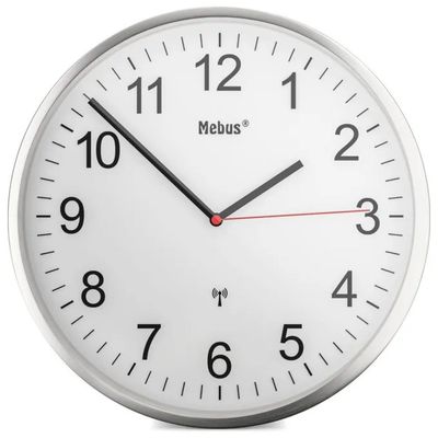 Mebus 19411 Orologio da Parete Radiocontrollato, 30 cm, Argento
