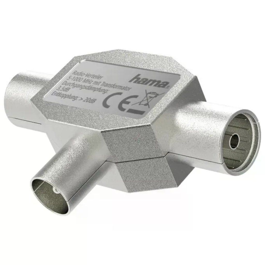 Hama splitter antenna coassiale 1 maschio / 2 femmine in metallo Hama splitter antenna coassiale 1 maschio / 2 femmine in metallo