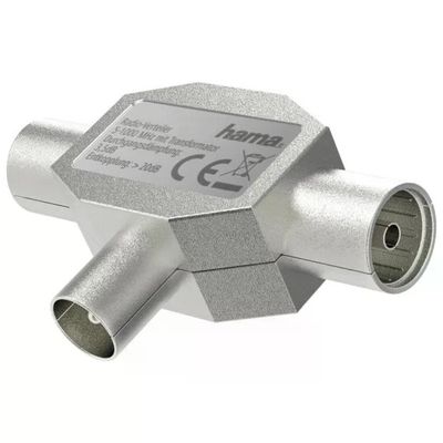 Hama splitter antenna coassiale 1 maschio / 2 femmine in metallo Hama splitter antenna coassiale 1 maschio / 2 femmine in metallo