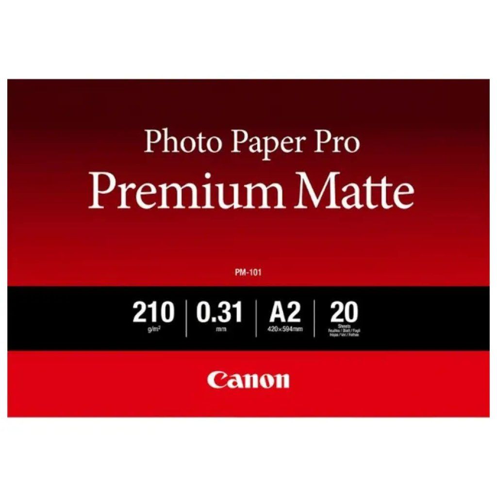Canon PM-101 Carta Fotografica Premium Opaca A2, 20 fogli, 210 g/m², bianca Canon PM-101 Carta Fotografica Premium Opaca A2, 20 fogli, 210 g/m², bianca