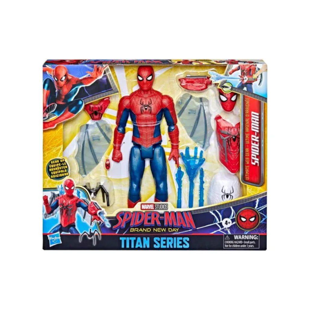 HASBRO Marvel Titan Series Spider-Man Ultimate Web Gear – Action figure 29,2 cm con 12 accessori