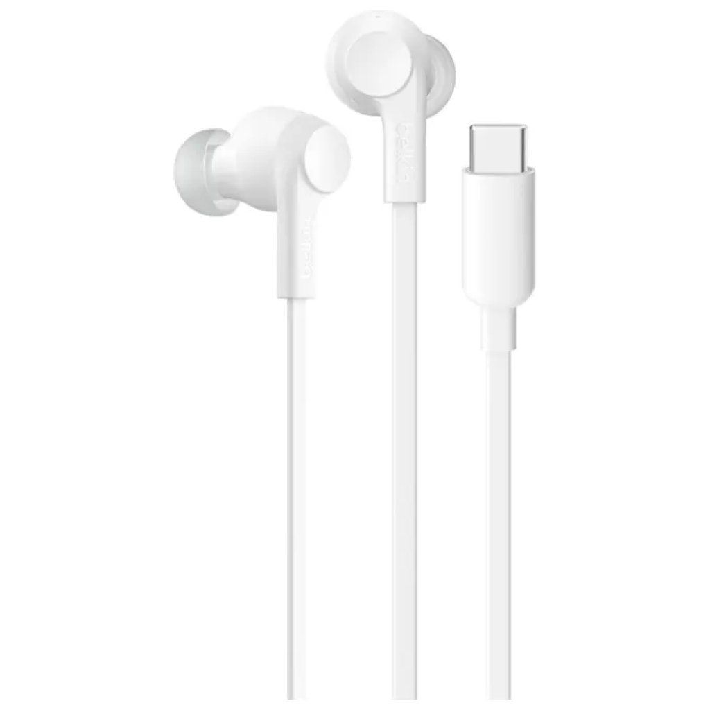 Belkin SoundForm Auricolari USB-C con ANC – Bianchi Belkin SoundForm Auricolari USB-C con ANC – Bianchi