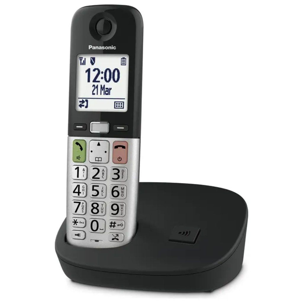 Panasonic KX-TGU410EXB Telefono Cordless DECT per Anziani, Nero