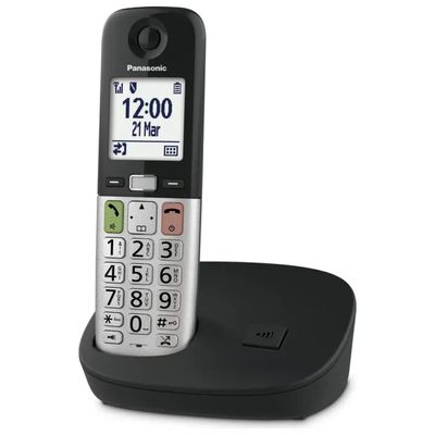 Panasonic KX-TGU410EXB Telefono Cordless DECT per Anziani, Nero