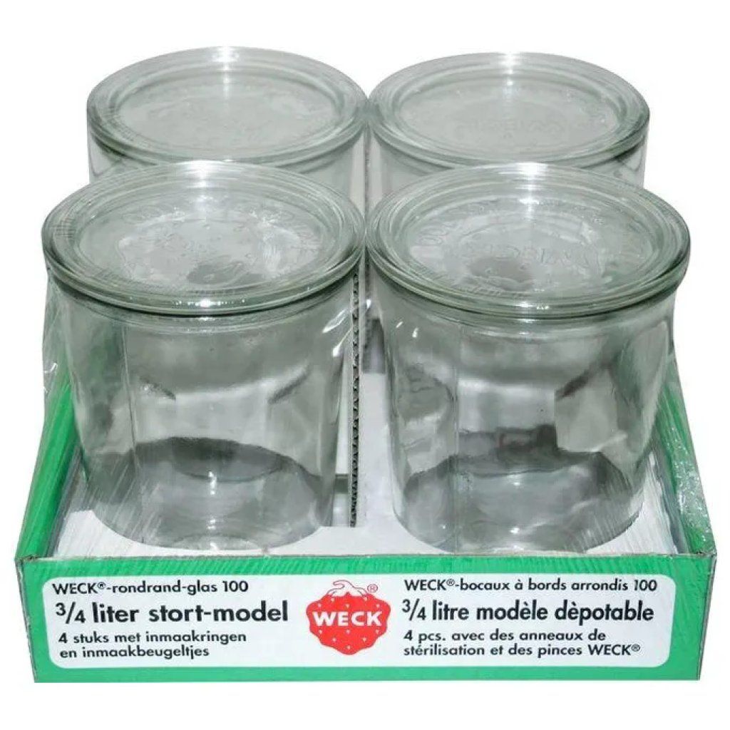 WECK Vasetti in Vetro da 750 ml, Set da 4