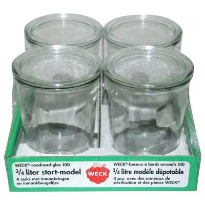 WECK Vasetti in Vetro da 750 ml, Set da 4