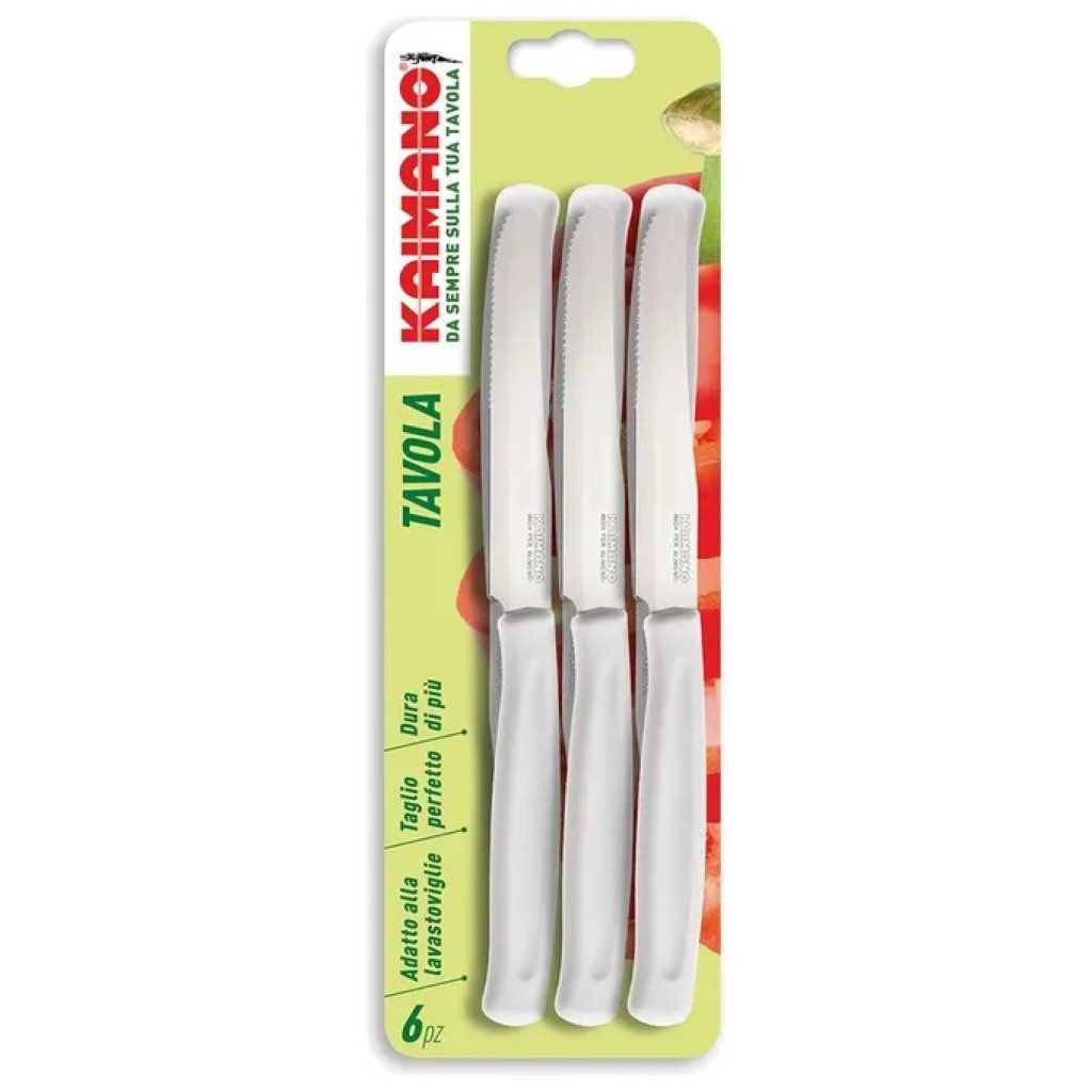 FISKARS Set di 6 coltelli da tavola con punta dentata, manico bianco