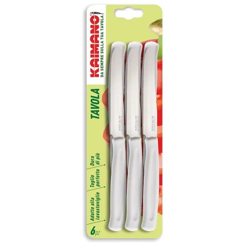 FISKARS Set di 6 coltelli da tavola con punta dentata, manico bianco