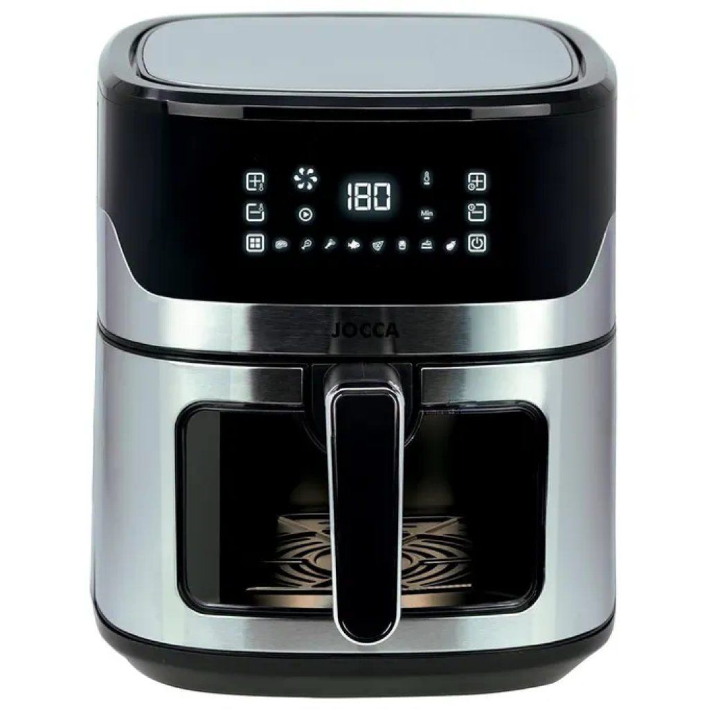 Jocca 2344 Friggitrice ad Aria 6,5 L, 1600 W, 8 Programmi, Display Touch, Nera