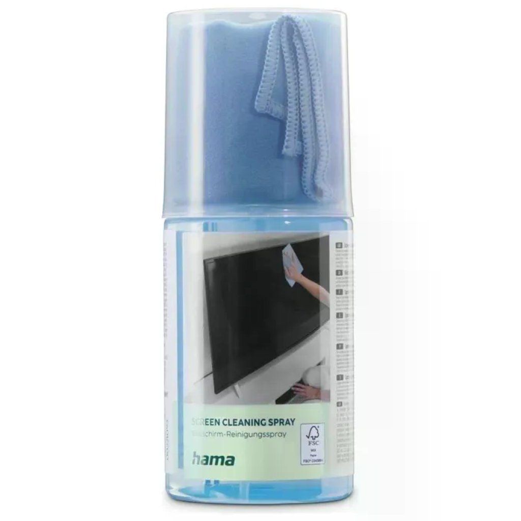 Hama 00221093 Kit Pulizia Schermi LCD/LED/Plasma, Spray 200 ml con Panno