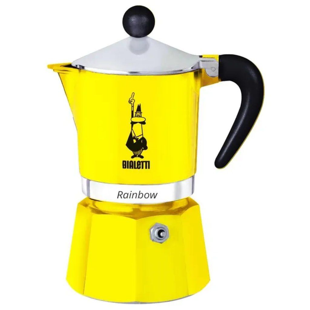 Bialetti Rainbow Moka Caffettiera Gialla, 3 Tazze – 130 ml