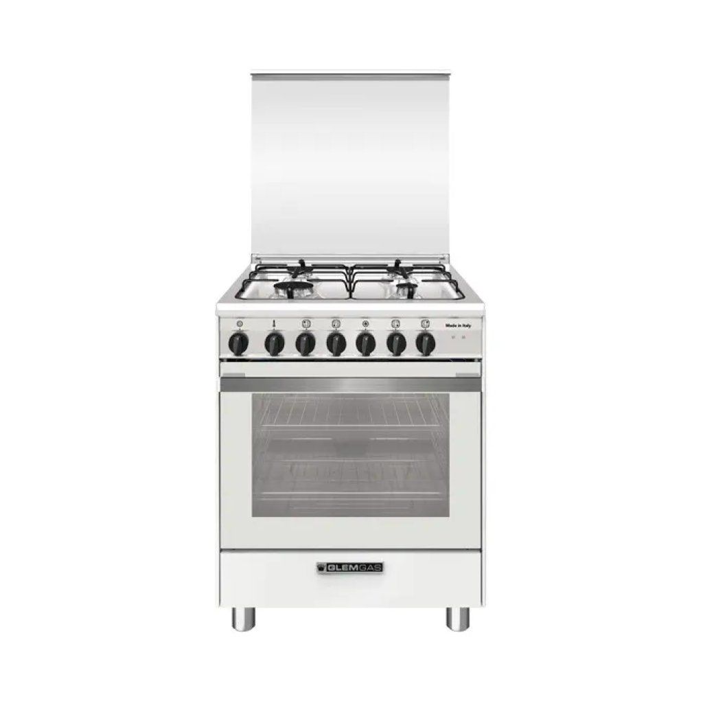 Glem Gas SA664MWH6 Cucina a Gas 4 Fuochi con Forno Elettrico Ventilato 67 L, Classe A, Bianca