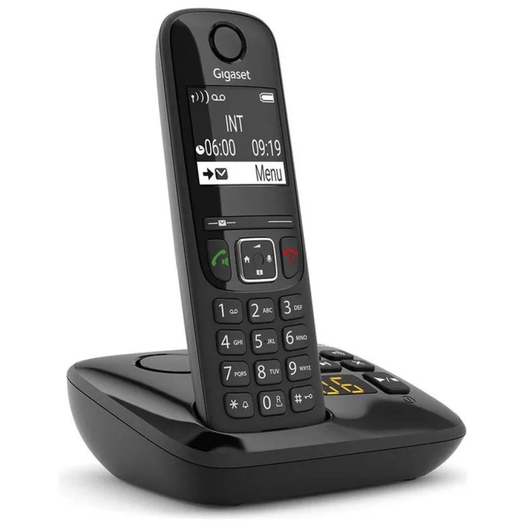 Gigaset AS690A Telefono Cordless DECT con Segreteria, Vivavoce e Display da 2 Gigaset AS690A Telefono Cordless DECT con Segreteria, Vivavoce e Display da 2" - Nero