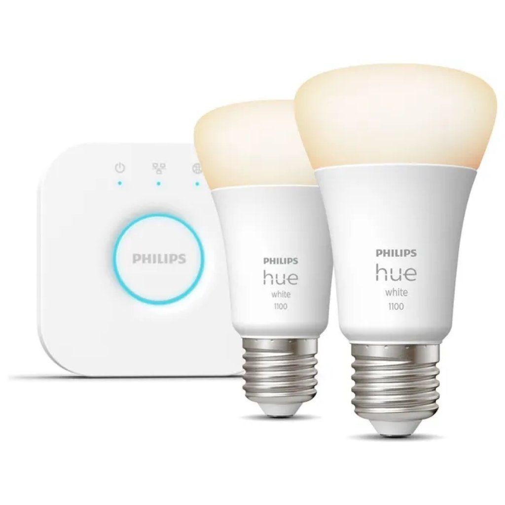 Philips Hue White Starter Kit con Bridge e 2 Lampadine Smart E27