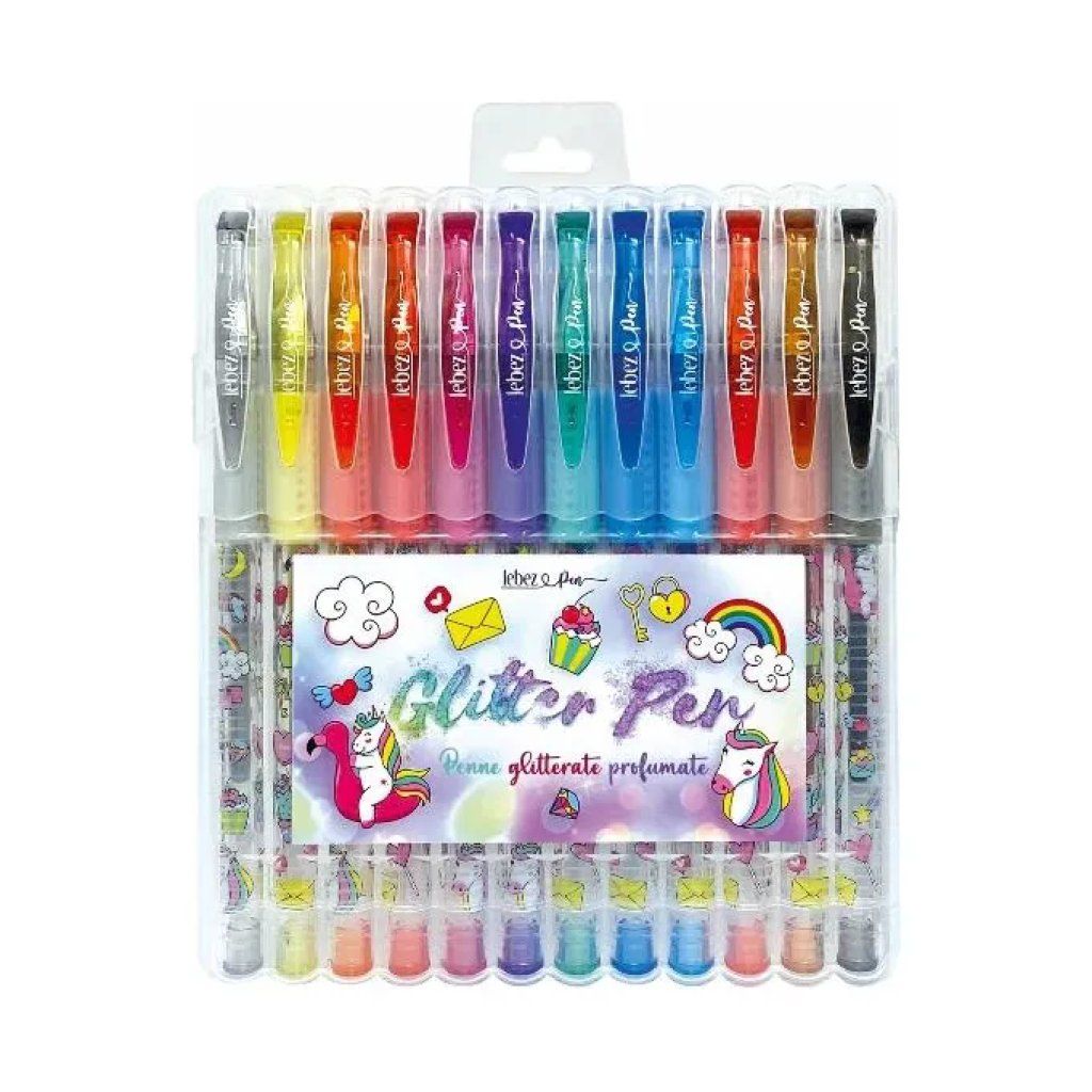 Lebez Confezione da 12 Penne Gel Glitter