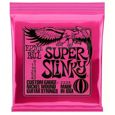Ernie Ball Super Slinky P02223, corde per chitarra elettrica 9-42, 6 corde