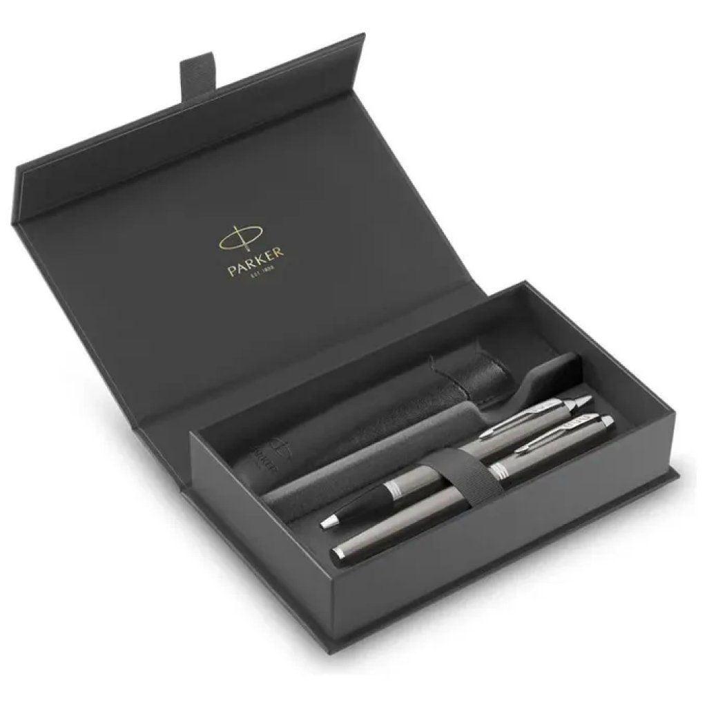 Parker IM Stainless Steel Edition – Set Penna a Sfera e Stilografica, Argento, 2 Pezzi Parker IM Stainless Steel Edition – Set Penna a Sfera e Stilografica, Argento, 2 Pezzi