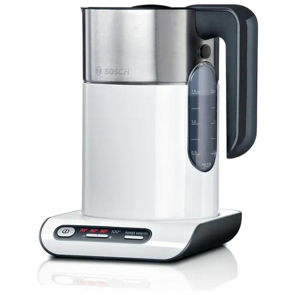 Bosch Styline TWK8611P Bollitore Elettrico 1,5 L, 2400 W, Bianco e Antracite