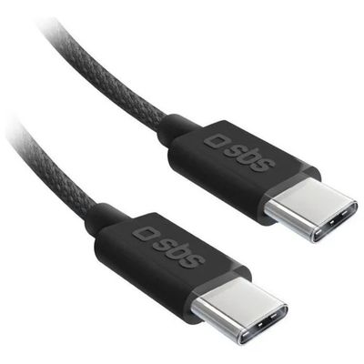 SBS Cavo USB-C a USB-C 60 W Power Delivery, 1,5 m, Nero