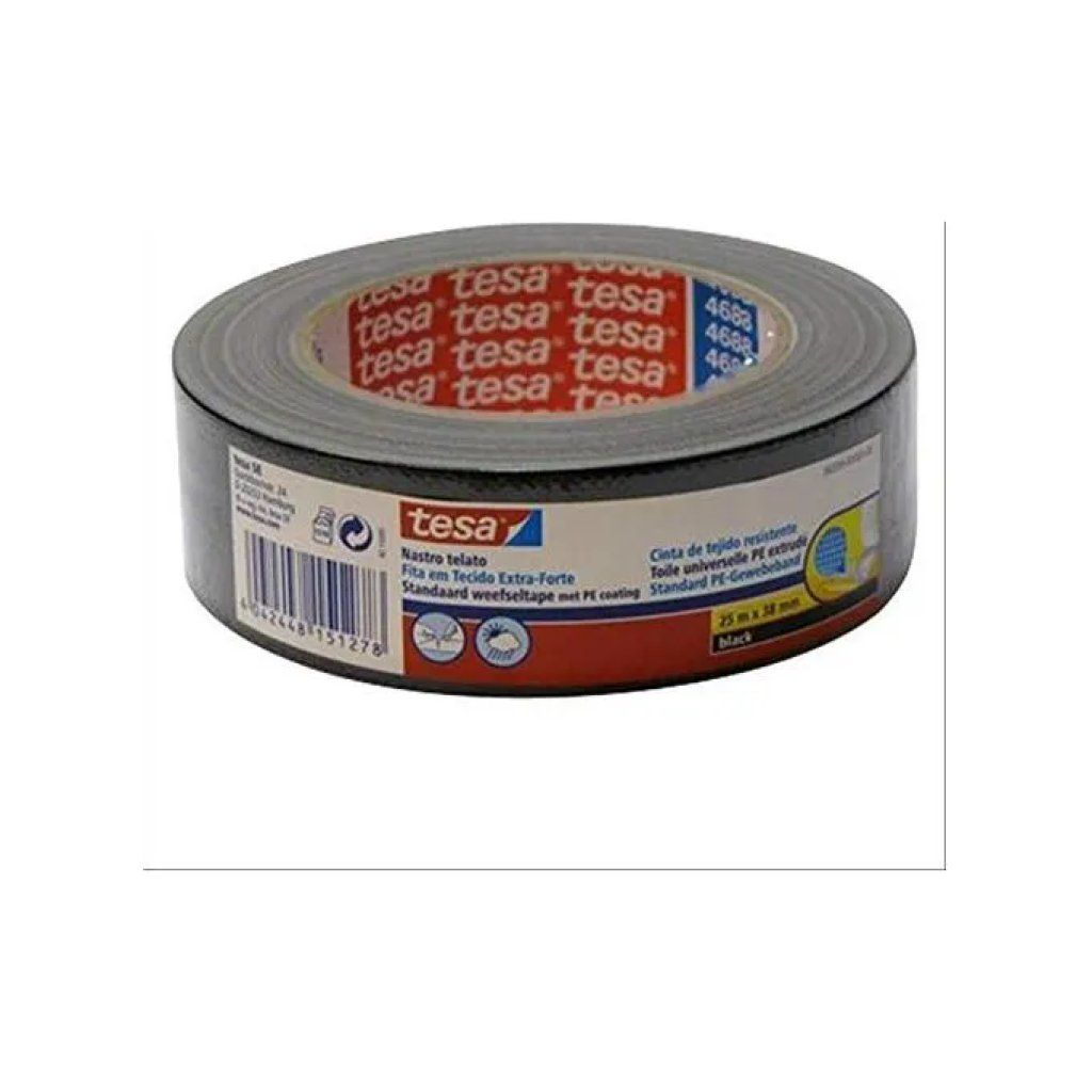 TESA 56359 Nastro Telato Plastificato Nero 38 mm x 25 m