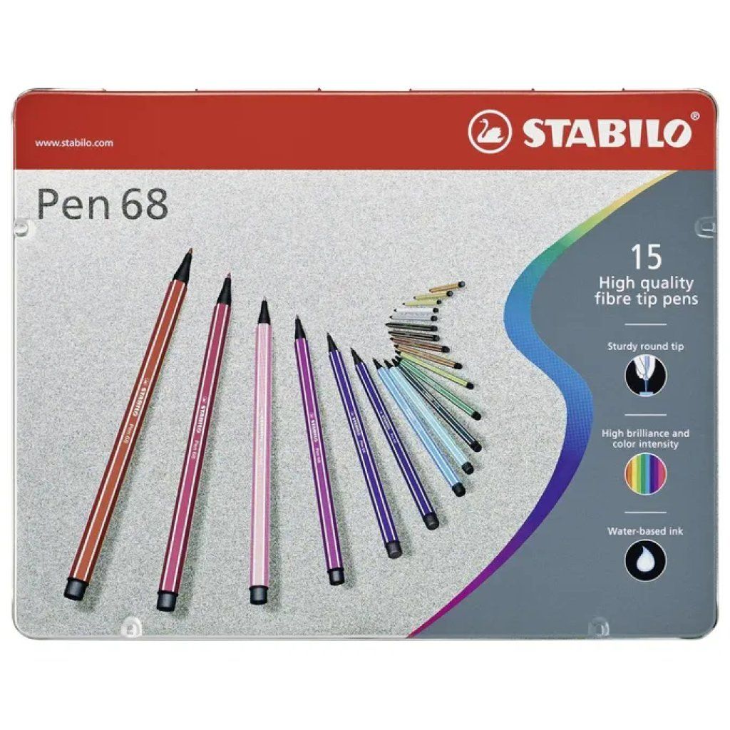 STABILO Pen 68 – Set da 15 pennarelli con scatola metallica STABILO Pen 68 – Set da 15 pennarelli con scatola metallica